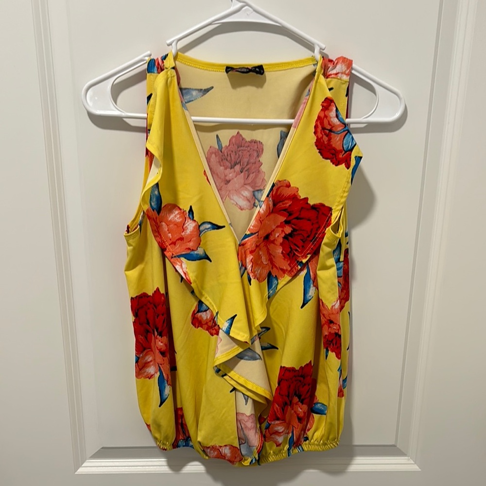Floral Yellow Sleeveless Top